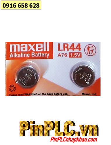 Maxell A76-LR44, Pin cúc áo 1.5v Alkaline Maxell A76-LR44 (vỉ 10viên)-Giá/1viên